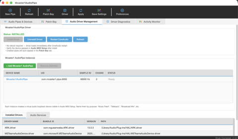 Driver Management with single pipe